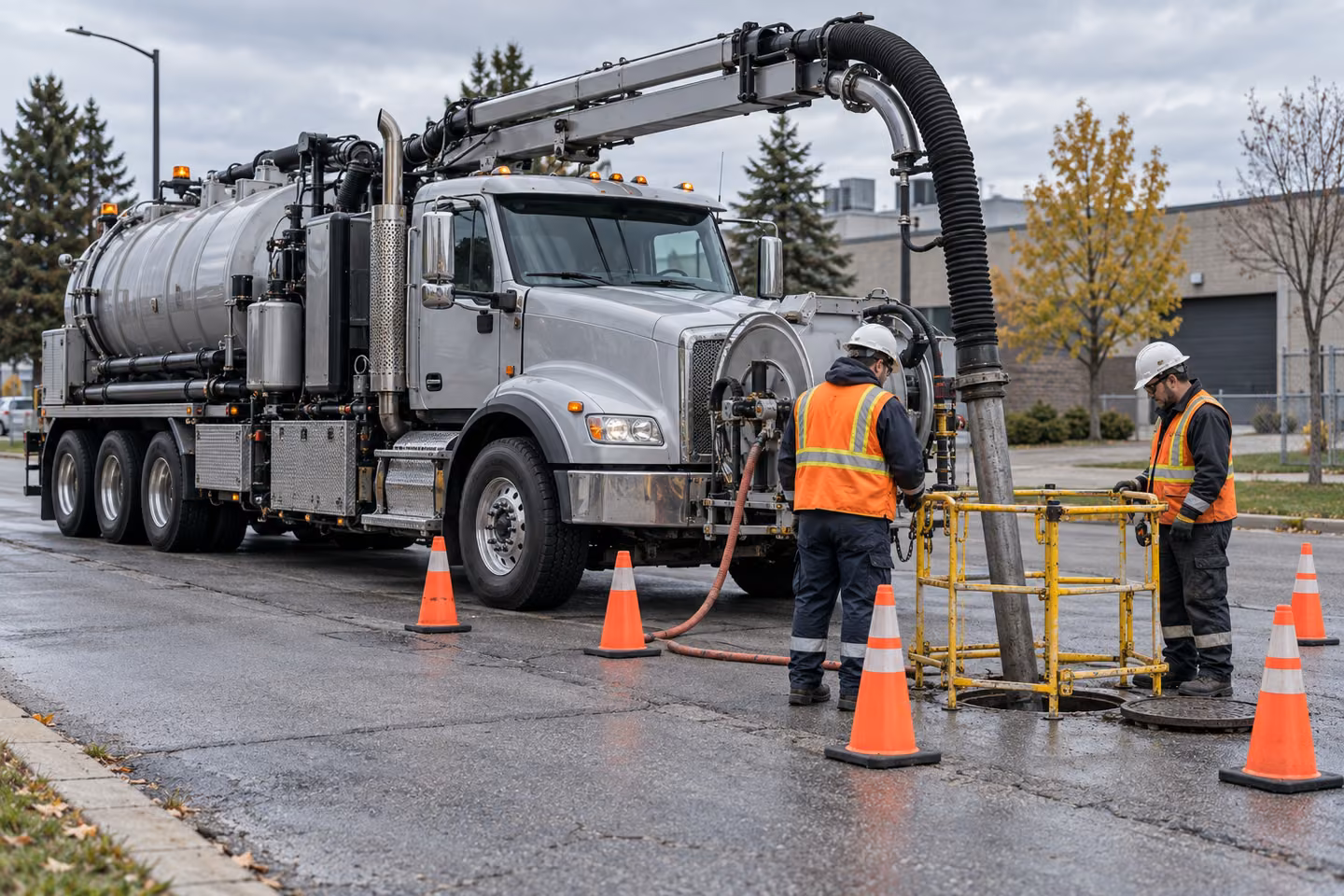 Sewer cleaning field scene