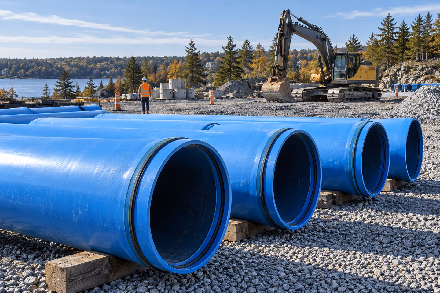 Water & sewer infrastructure field scene